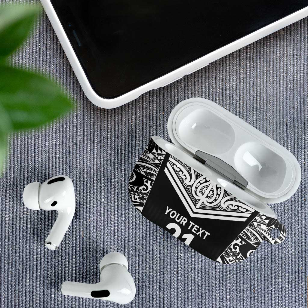 New Zealand Black Fern Custom AirPods Case Maori Tukutuku Black-white Motif - Polynesian Pride