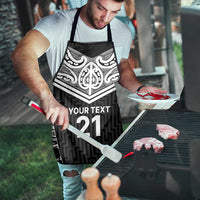 New Zealand Black Fern Custom Apron Maori Tukutuku Black-white Motif - Polynesian Pride