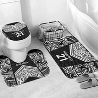 New Zealand Black Fern Custom Bathroom Set Maori Tukutuku Black-white Motif - Polynesian Pride