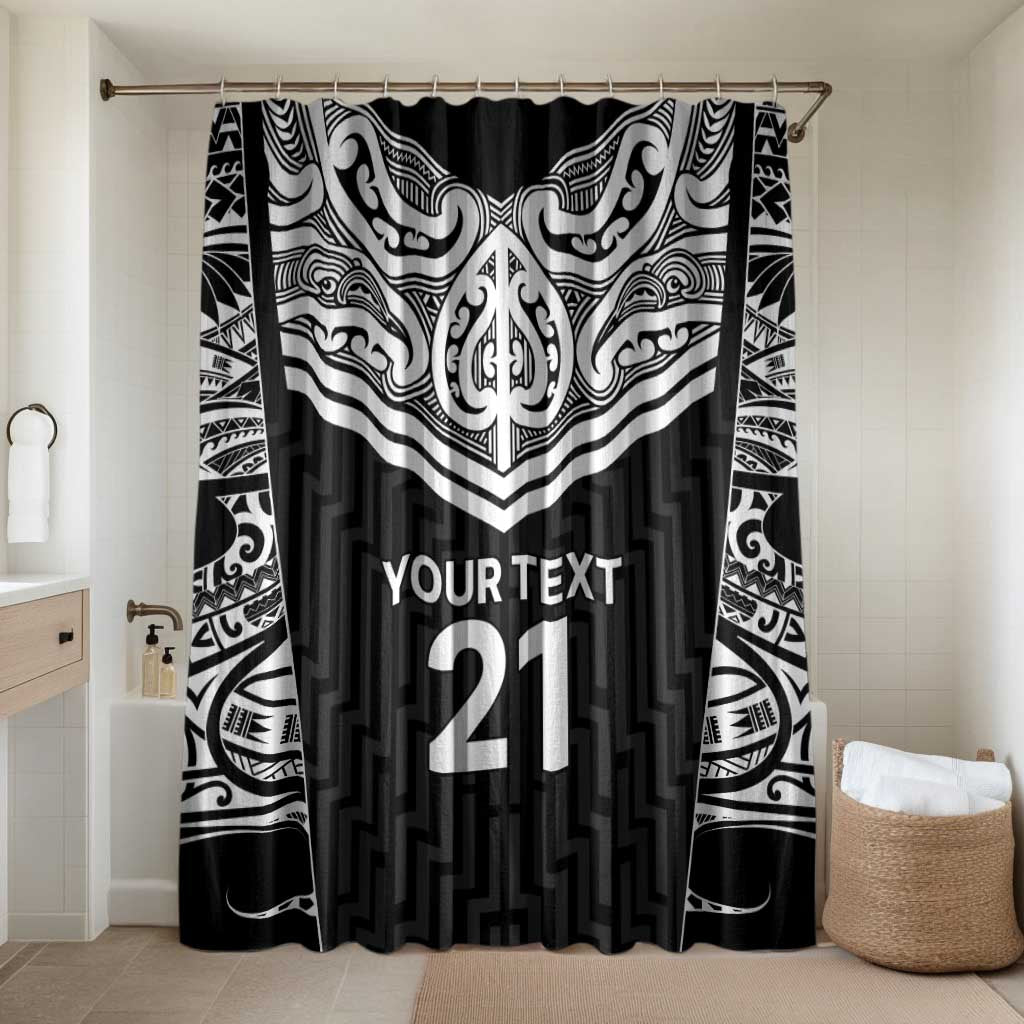 New Zealand Black Fern Custom Bathroom Set Maori Tukutuku Black-white Motif - Polynesian Pride