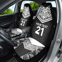New Zealand Black Fern Custom Car Seat Cover Maori Tukutuku Black-white Motif