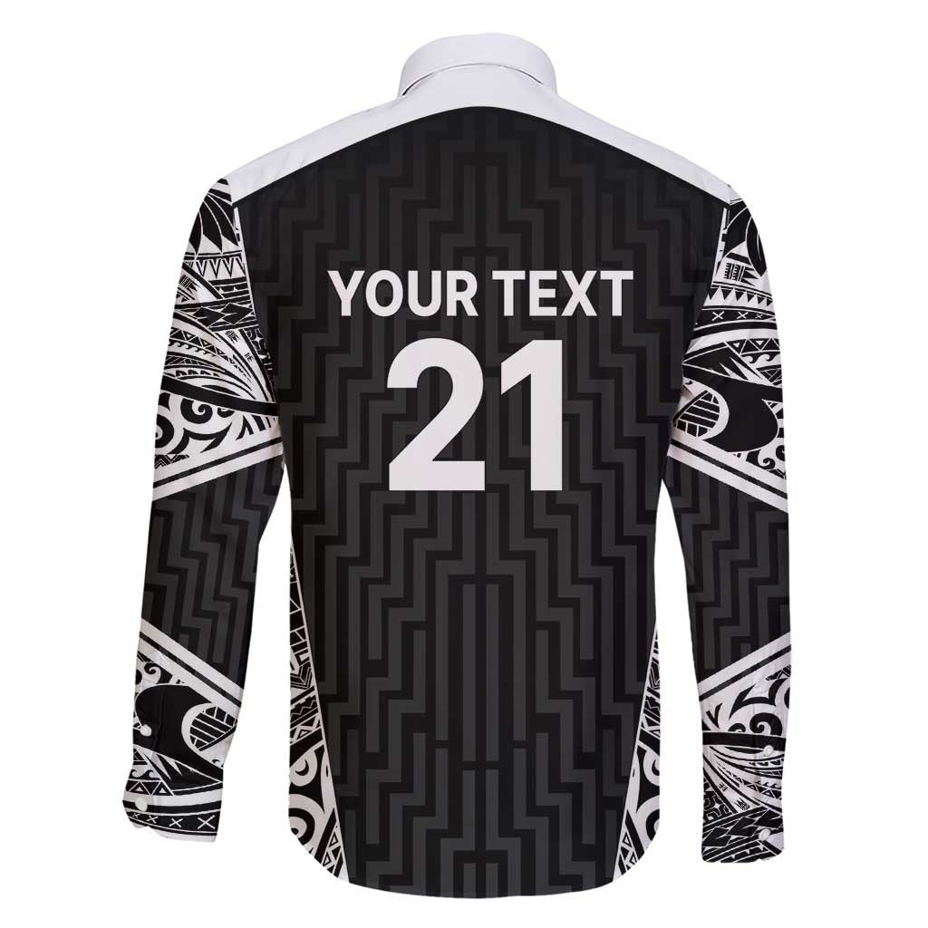 New Zealand Black Fern Custom Family Matching Short Sleeve Bodycon Dress and Hawaiian Shirt Maori Tukutuku Black-white Motif