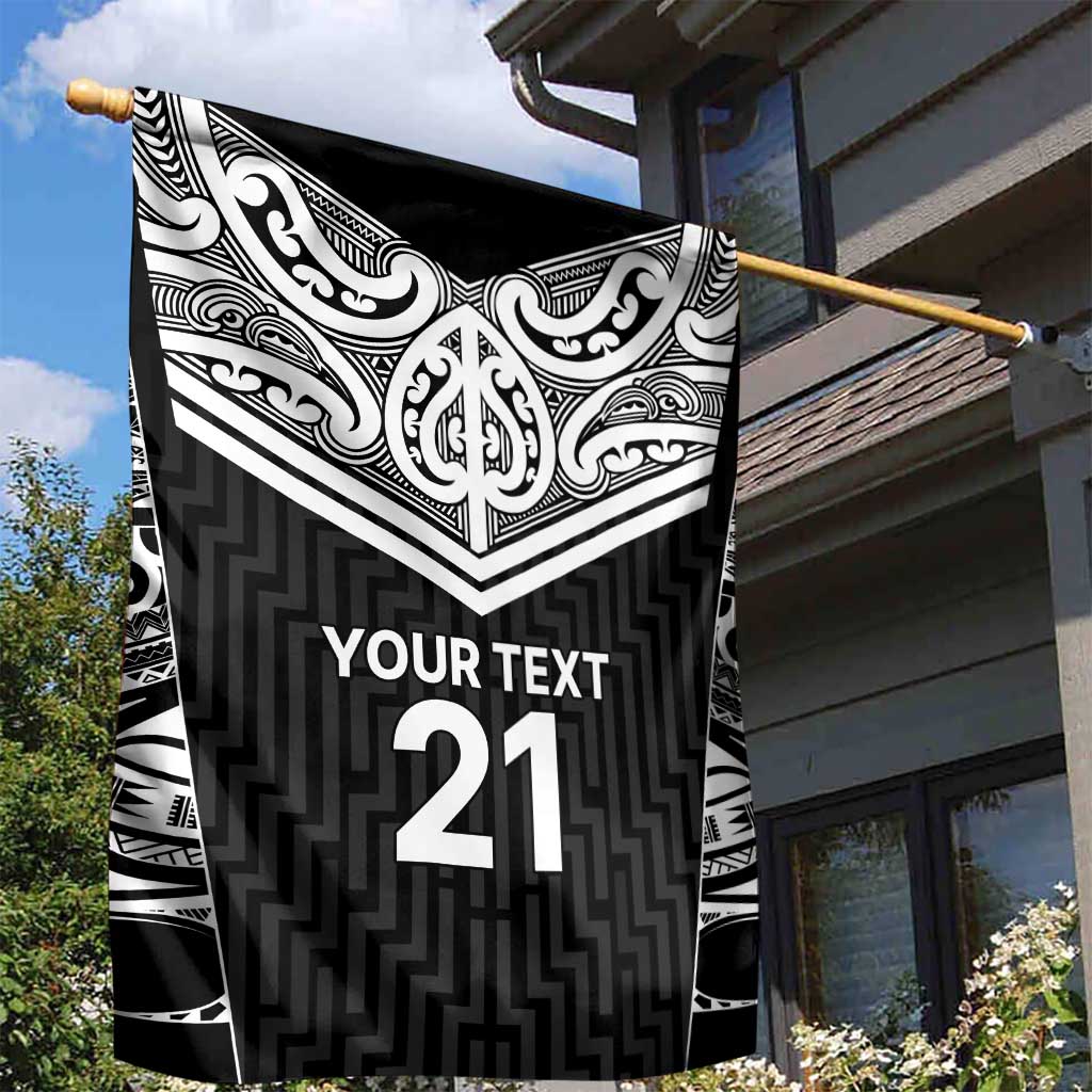 New Zealand Black Fern Custom Garden Flag Maori Tukutuku Black-white Motif LT9 - Polynesian Pride