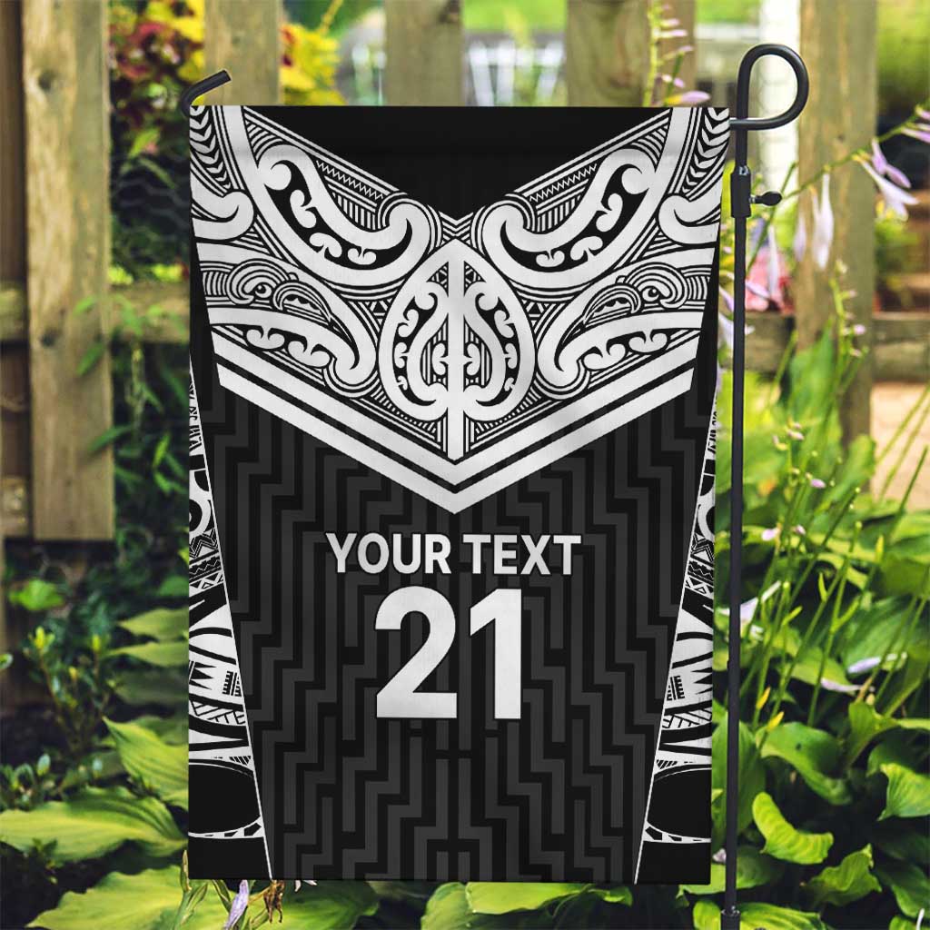 New Zealand Black Fern Custom Garden Flag Maori Tukutuku Black-white Motif LT9 Garden Flag White - Polynesian Pride