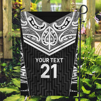 New Zealand Black Fern Custom Garden Flag Maori Tukutuku Black-white Motif LT9 Garden Flag White - Polynesian Pride