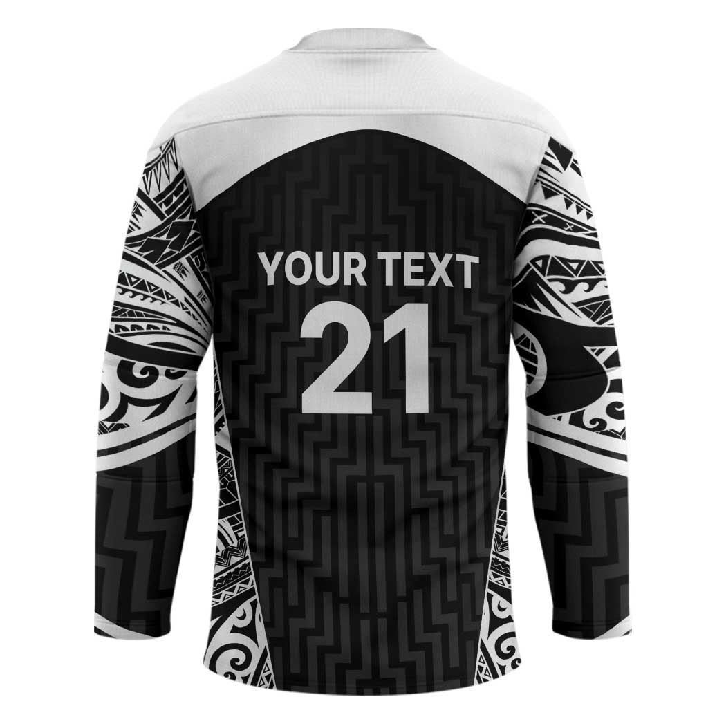 New Zealand Black Fern Custom Hockey Jersey Maori Tukutuku Black-white Motif LT9 - Polynesian Pride