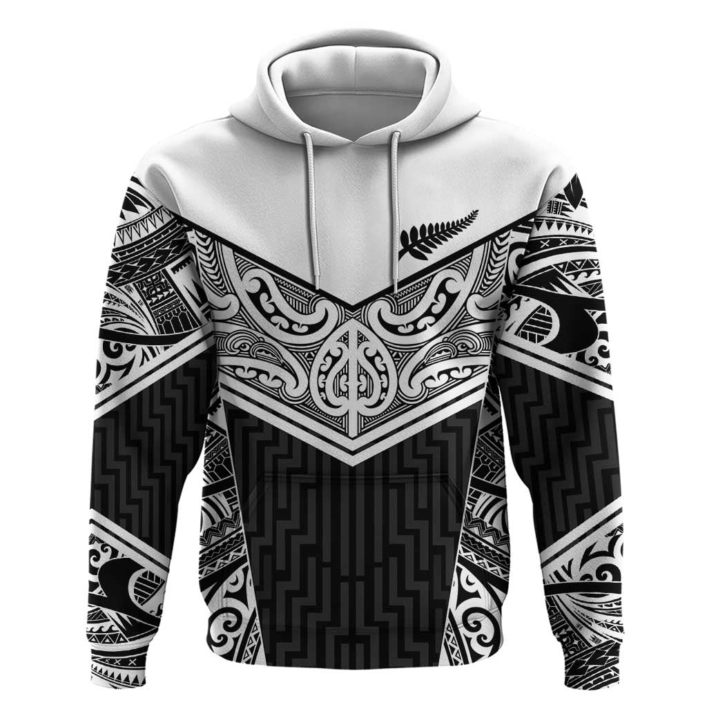 New Zealand Black Fern Custom Hoodie Maori Tukutuku Black-white Motif