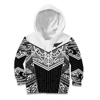 New Zealand Black Fern Custom Kid Hoodie Maori Tukutuku Black-white Motif LT9 Hoodie White - Polynesian Pride