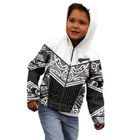 New Zealand Black Fern Custom Kid Hoodie Maori Tukutuku Black-white Motif LT9 - Polynesian Pride