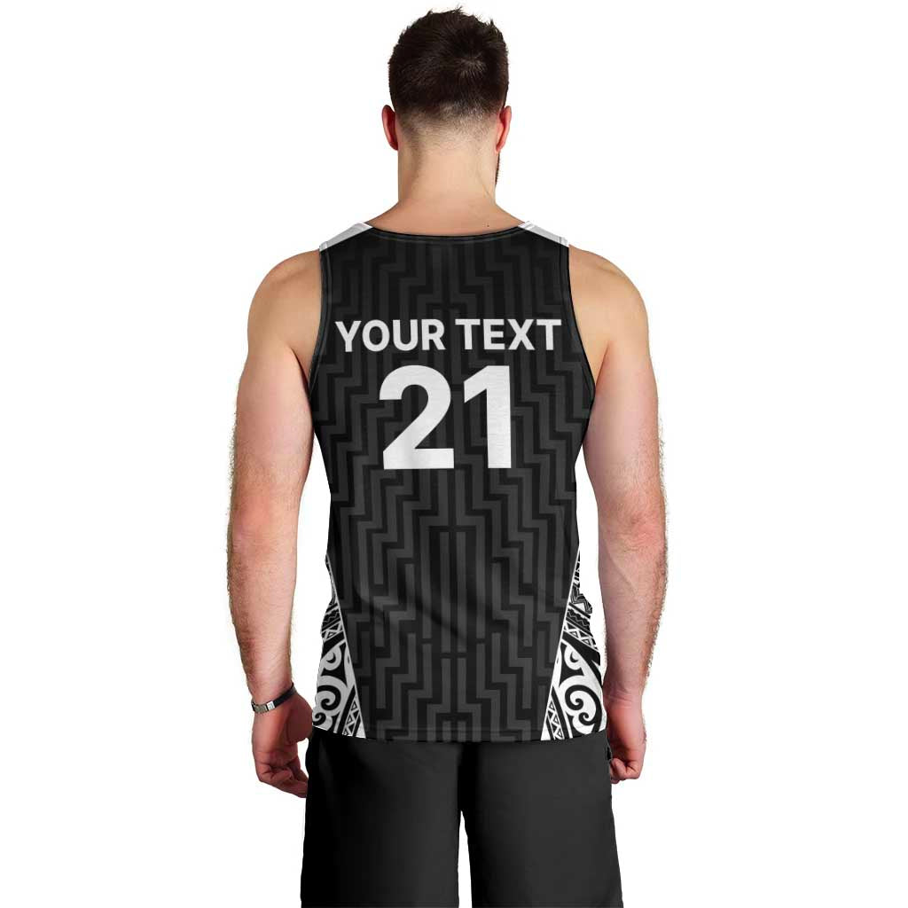 New Zealand Black Fern Custom Men Tank Top Maori Tukutuku Black-white Motif LT9 - Polynesian Pride