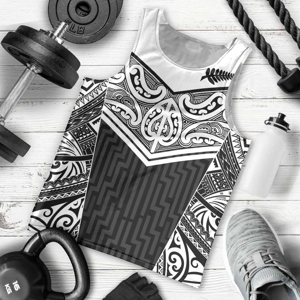 New Zealand Black Fern Custom Men Tank Top Maori Tukutuku Black-white Motif LT9 - Polynesian Pride