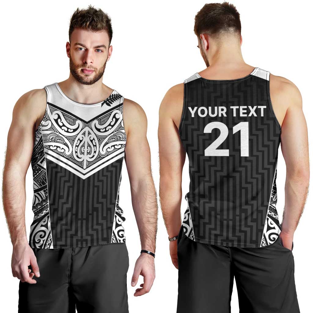 New Zealand Black Fern Custom Men Tank Top Maori Tukutuku Black-white Motif LT9 - Polynesian Pride
