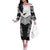 New Zealand Black Fern Custom Off The Shoulder Long Sleeve Dress Maori Tukutuku Black-white Motif