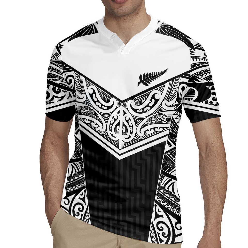 New Zealand Black Fern Custom Rugby Jersey Maori Tukutuku Black-white Motif
