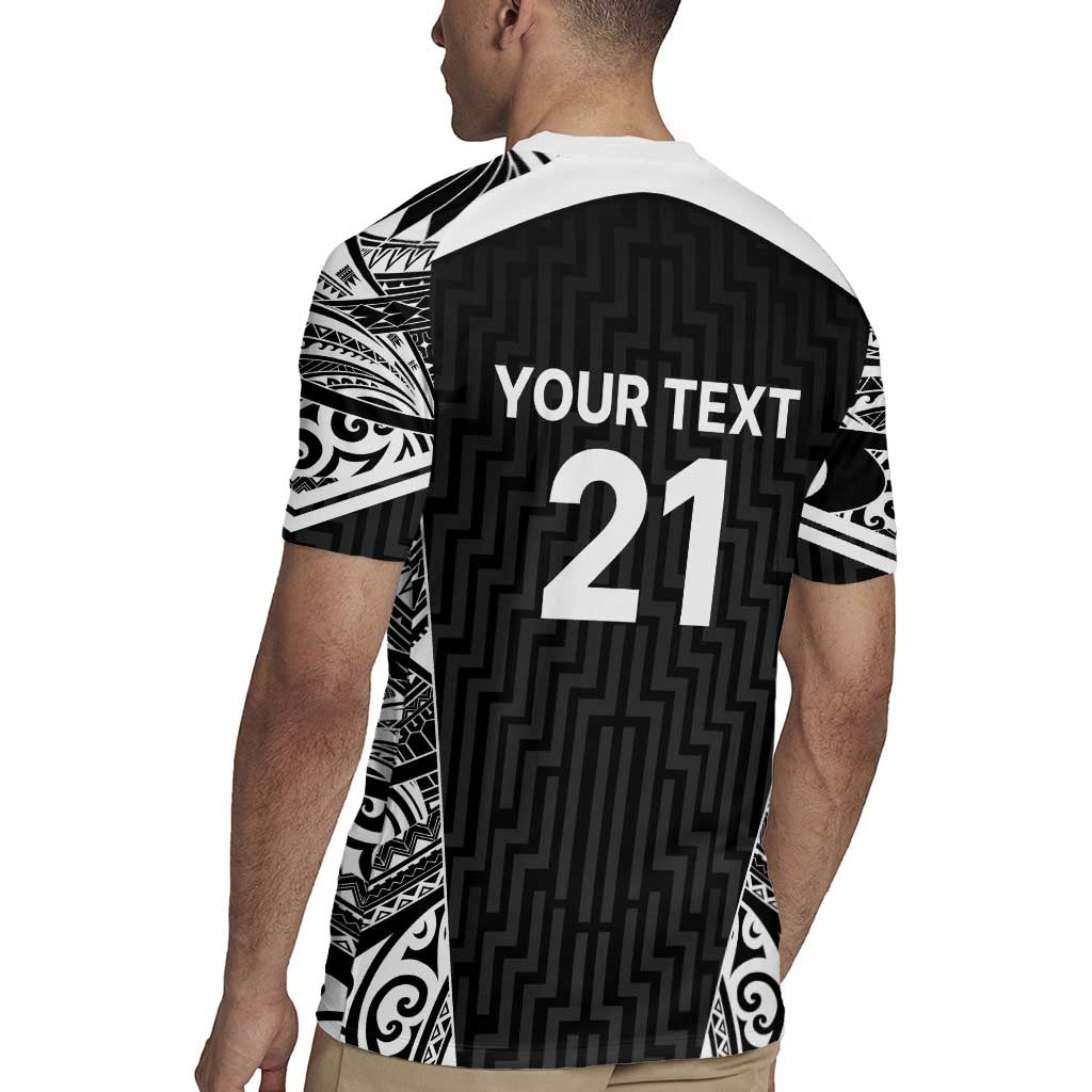 New Zealand Black Fern Custom Rugby Jersey Maori Tukutuku Black-white Motif