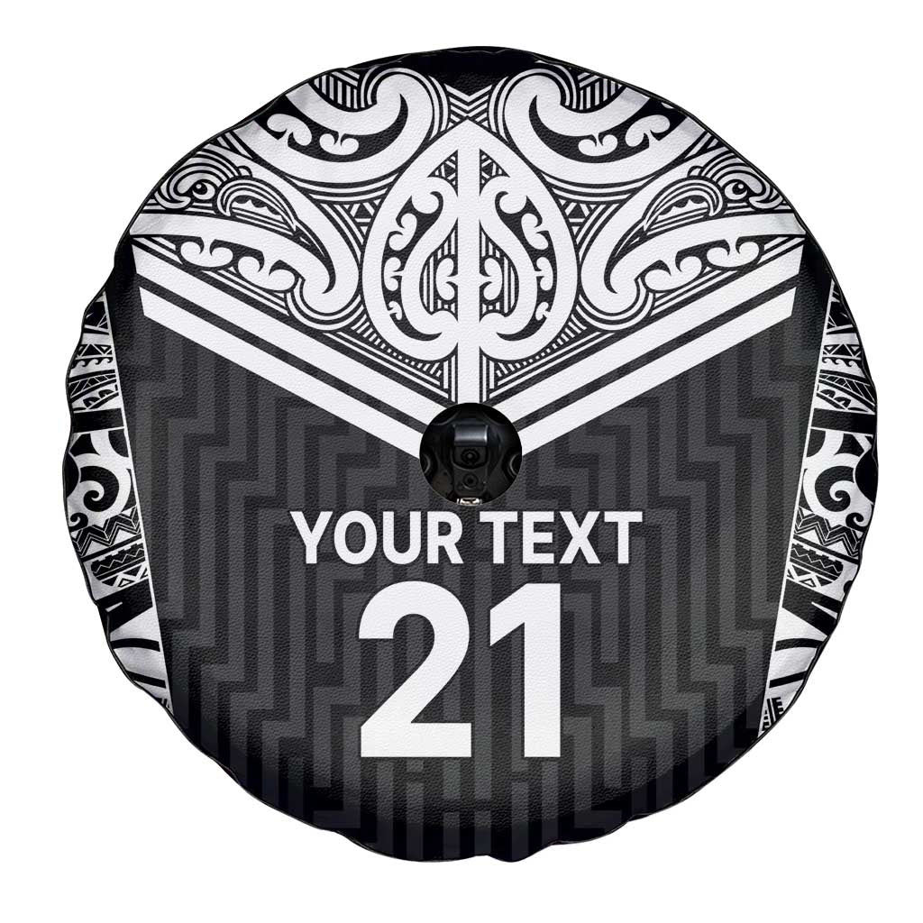 New Zealand Black Fern Custom Spare Tire Cover Maori Tukutuku Black-white Motif LT9 - Polynesian Pride