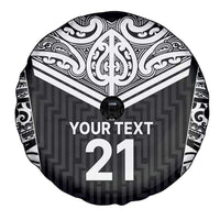 New Zealand Black Fern Custom Spare Tire Cover Maori Tukutuku Black-white Motif LT9 - Polynesian Pride