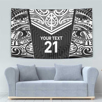 New Zealand Black Fern Custom Tapestry Maori Tukutuku Black-white Motif