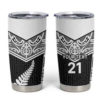 New Zealand Black Fern Custom Tumbler Cup Maori Tukutuku Black-white Motif LT9 White - Polynesian Pride