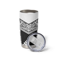 New Zealand Black Fern Custom Tumbler Cup Maori Tukutuku Black-white Motif LT9 - Polynesian Pride