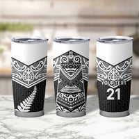 New Zealand Black Fern Custom Tumbler Cup Maori Tukutuku Black-white Motif LT9 - Polynesian Pride