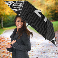 New Zealand Black Fern Custom Umbrella Maori Tukutuku Black-white Motif - Polynesian Pride