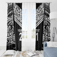 New Zealand Black Fern Custom Window Curtain Maori Tukutuku Black-white Motif
