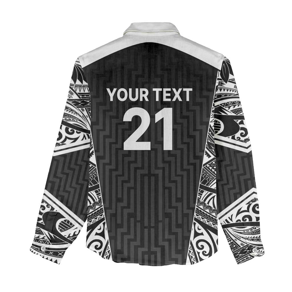 New Zealand Black Fern Custom Women Casual Shirt Maori Tukutuku Black-white Motif