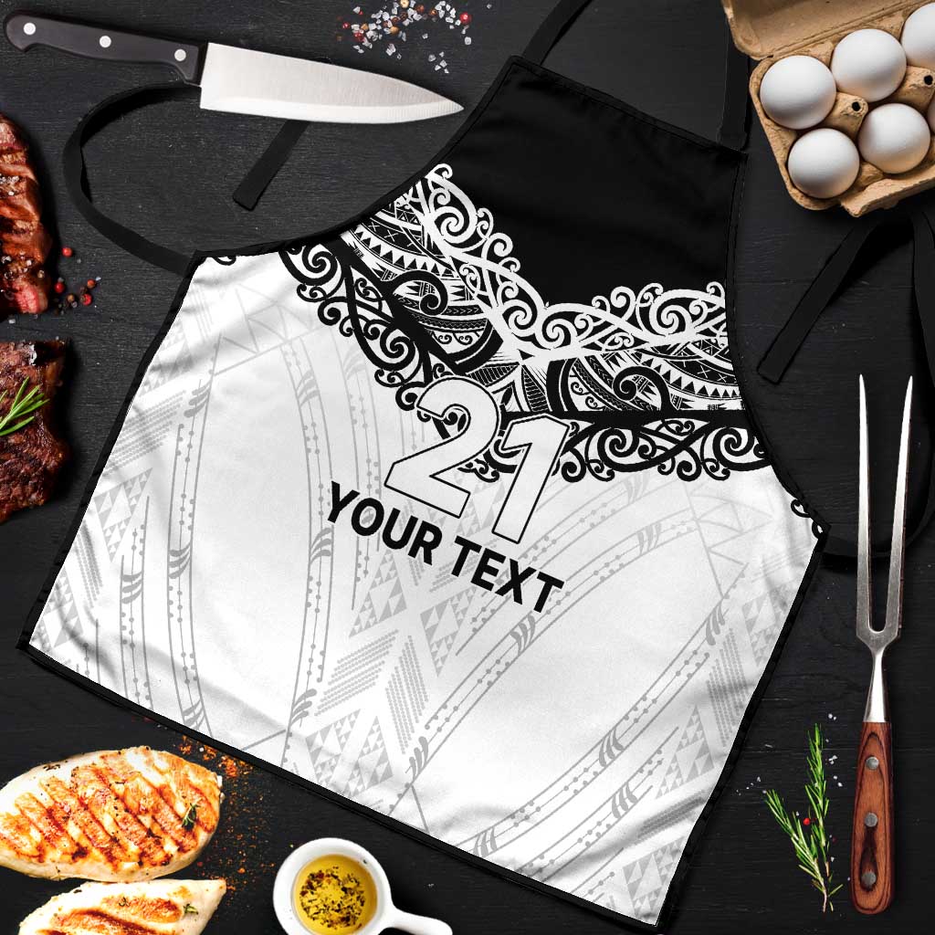 New Zealand Koru Fern Custom Apron Simple Taniko Motif - Polynesian Pride