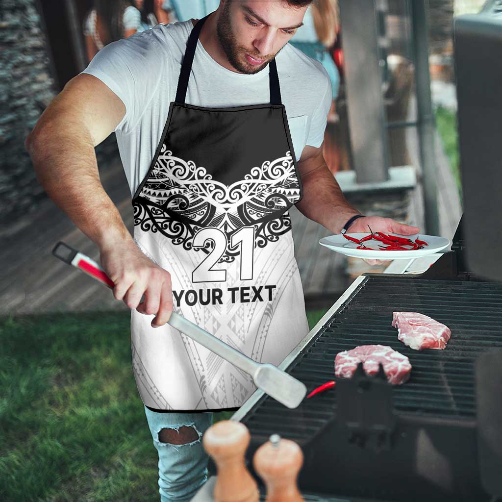 New Zealand Koru Fern Custom Apron Simple Taniko Motif - Polynesian Pride