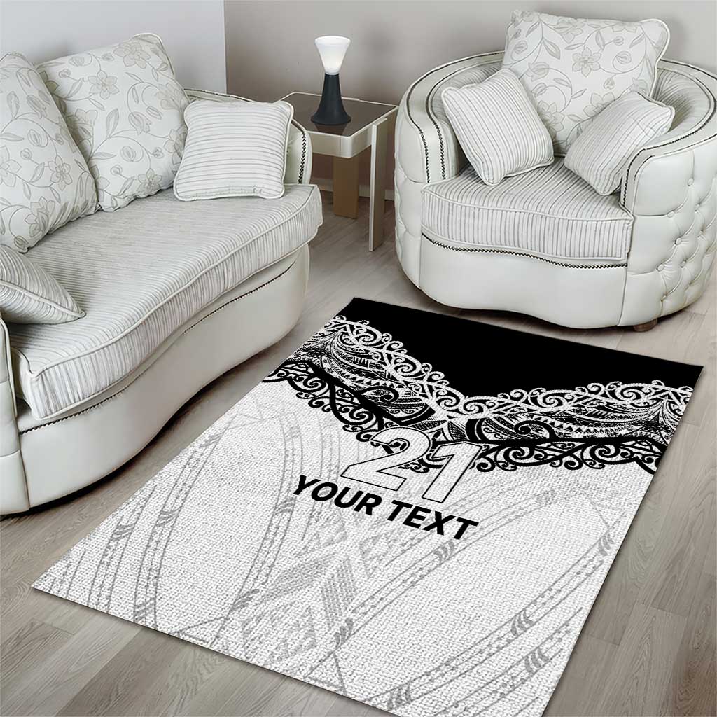 New Zealand Koru Fern Custom Area Rug Simple Taniko Motif