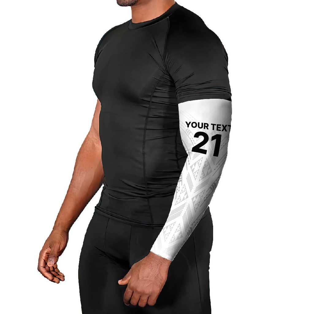 New Zealand Koru Fern Custom Arm Sleeves Simple Taniko Motif - Polynesian Pride