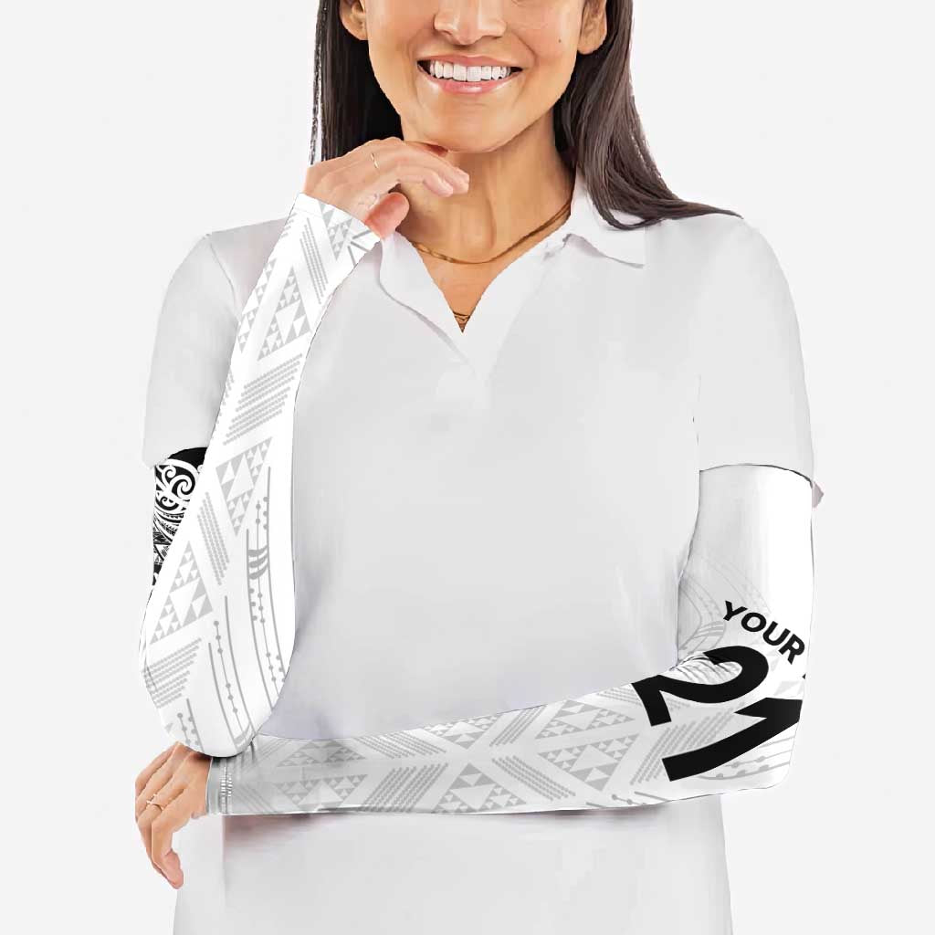 New Zealand Koru Fern Custom Arm Sleeves Simple Taniko Motif - Polynesian Pride