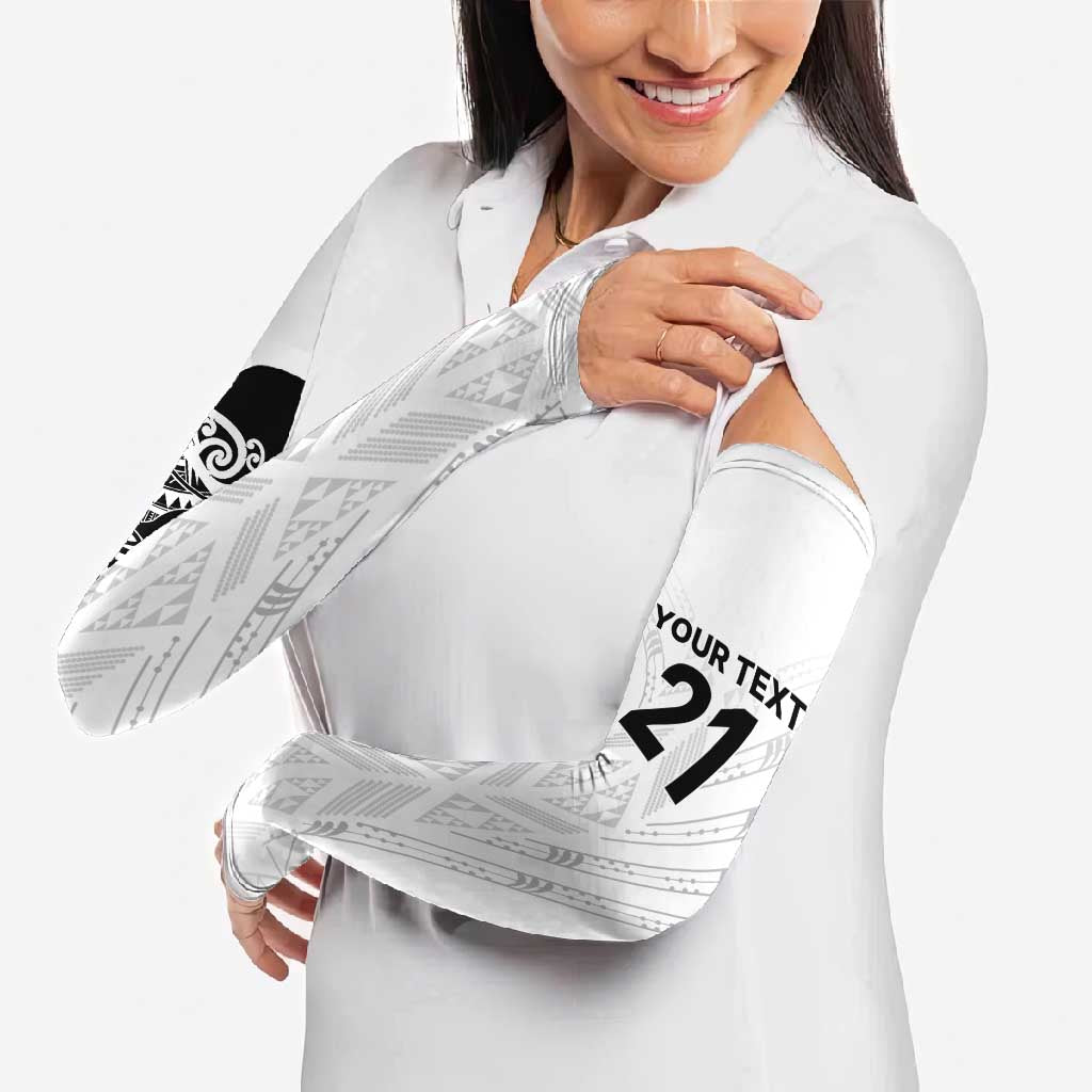 New Zealand Koru Fern Custom Arm Sleeves Simple Taniko Motif - Polynesian Pride