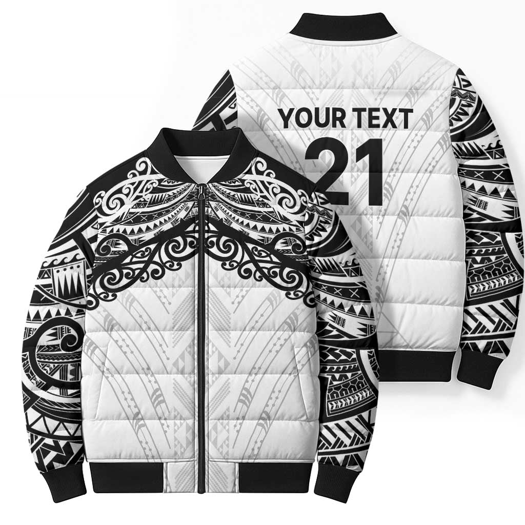 New Zealand Koru Fern Custom Bomber Puffer Jacket Simple Taniko Motif LT9 - Polynesian Pride