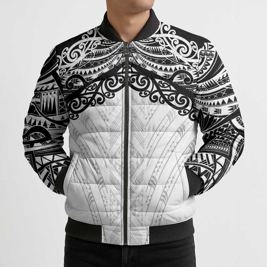 New Zealand Koru Fern Custom Bomber Puffer Jacket Simple Taniko Motif LT9 - Polynesian Pride