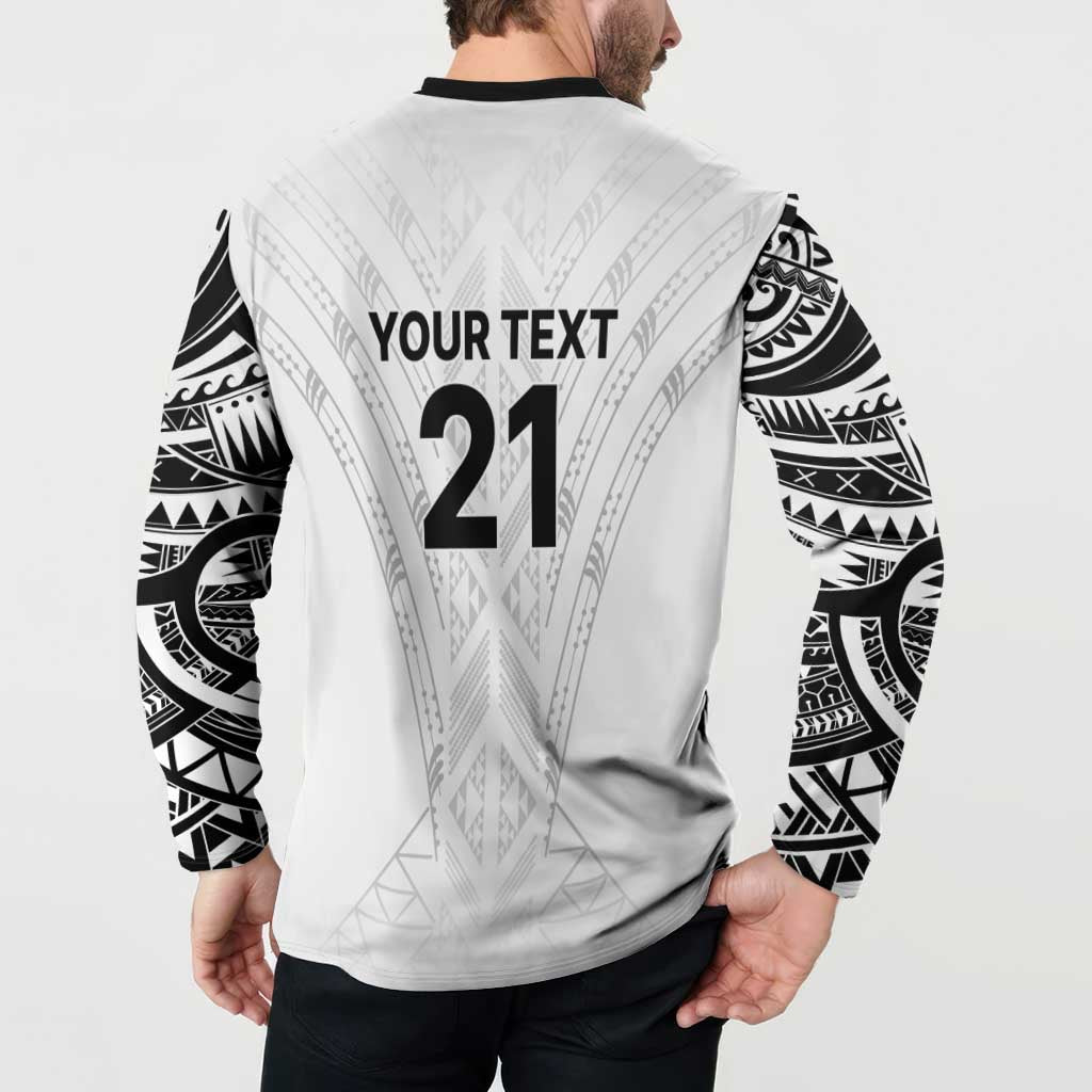 New Zealand Koru Fern Custom Button Sweatshirt Simple Taniko Motif LT9 - Polynesian Pride