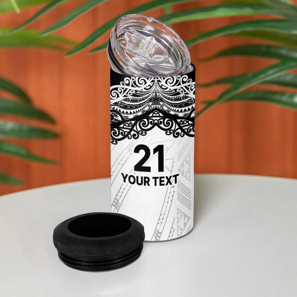 New Zealand Koru Fern Custom 4 in 1 Can Cooler Tumbler Simple Taniko Motif