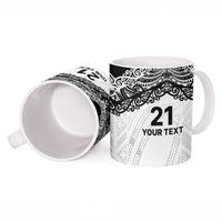 New Zealand Koru Fern Custom Ceramic Mug Simple Taniko Motif - Polynesian Pride
