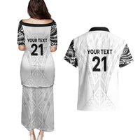 New Zealand Koru Fern Custom Couples Matching Puletasi and Hawaiian Shirt Simple Taniko Motif