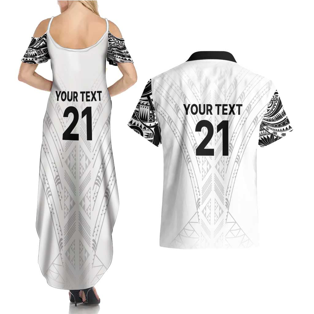 New Zealand Koru Fern Custom Couples Matching Summer Maxi Dress and Hawaiian Shirt Simple Taniko Motif