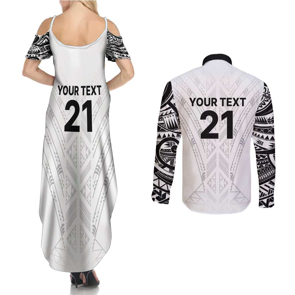 New Zealand Koru Fern Custom Couples Matching Summer Maxi Dress and Long Sleeve Button Shirt Simple Taniko Motif