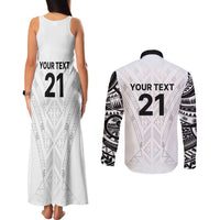 New Zealand Koru Fern Custom Couples Matching Tank Maxi Dress and Long Sleeve Button Shirt Simple Taniko Motif