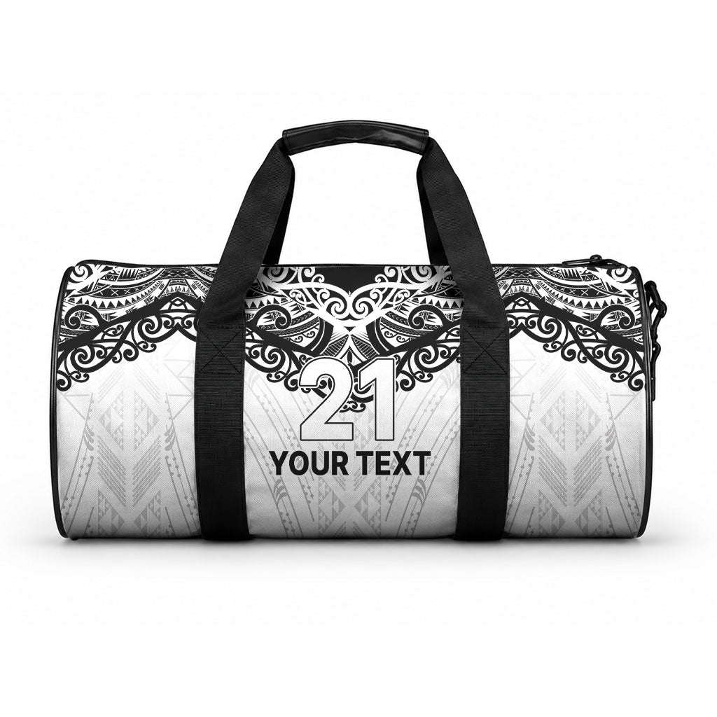 New Zealand Koru Fern Custom Duffle Bag Simple Taniko Motif LT9 One size White - Polynesian Pride