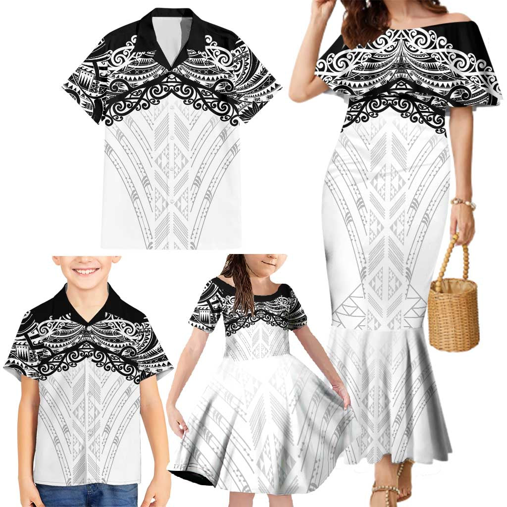 New Zealand Koru Fern Custom Family Matching Mermaid Dress and Hawaiian Shirt Simple Taniko Motif