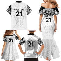 New Zealand Koru Fern Custom Family Matching Mermaid Dress and Hawaiian Shirt Simple Taniko Motif