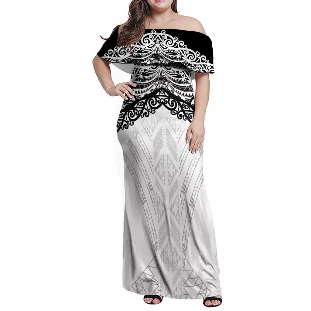 New Zealand Koru Fern Custom Family Matching Off Shoulder Maxi Dress and Hawaiian Shirt Simple Taniko Motif