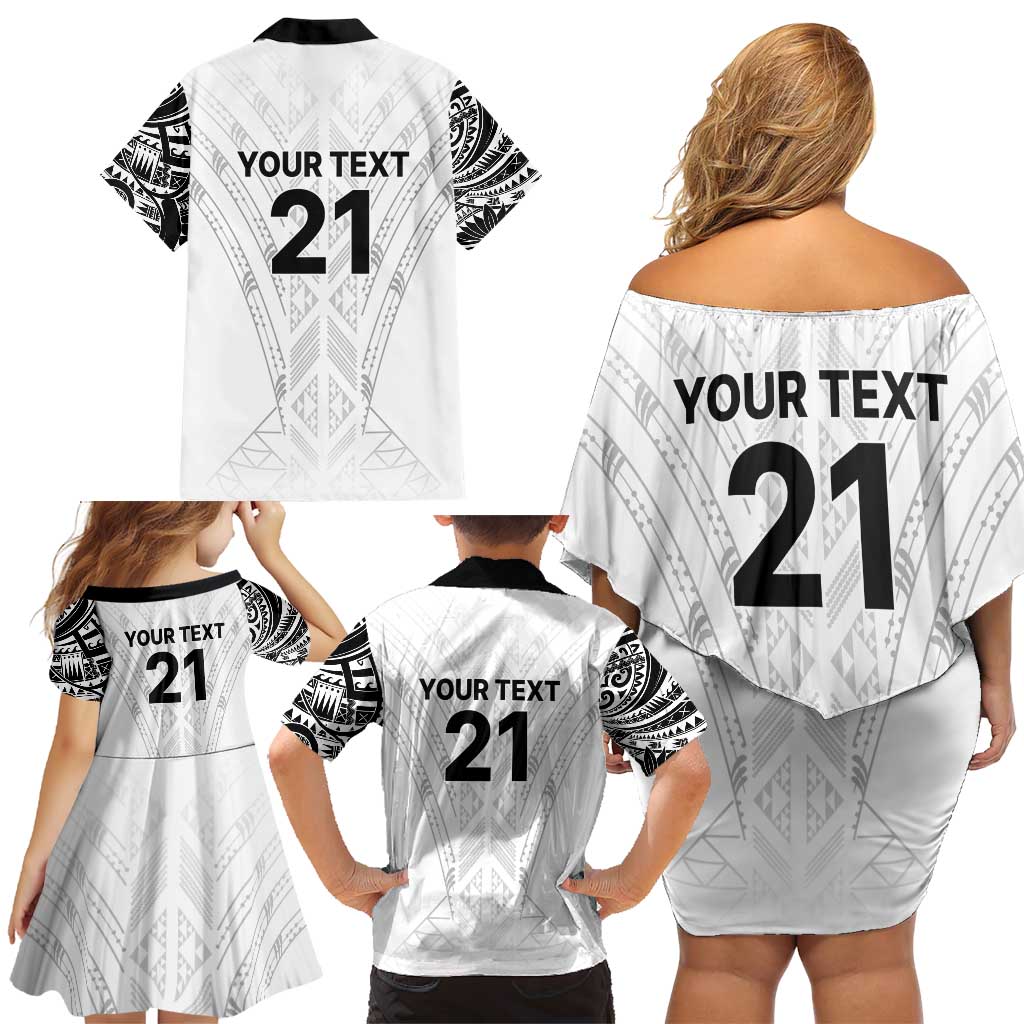 New Zealand Koru Fern Custom Family Matching Off Shoulder Short Dress and Hawaiian Shirt Simple Taniko Motif