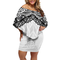New Zealand Koru Fern Custom Family Matching Off Shoulder Short Dress and Hawaiian Shirt Simple Taniko Motif