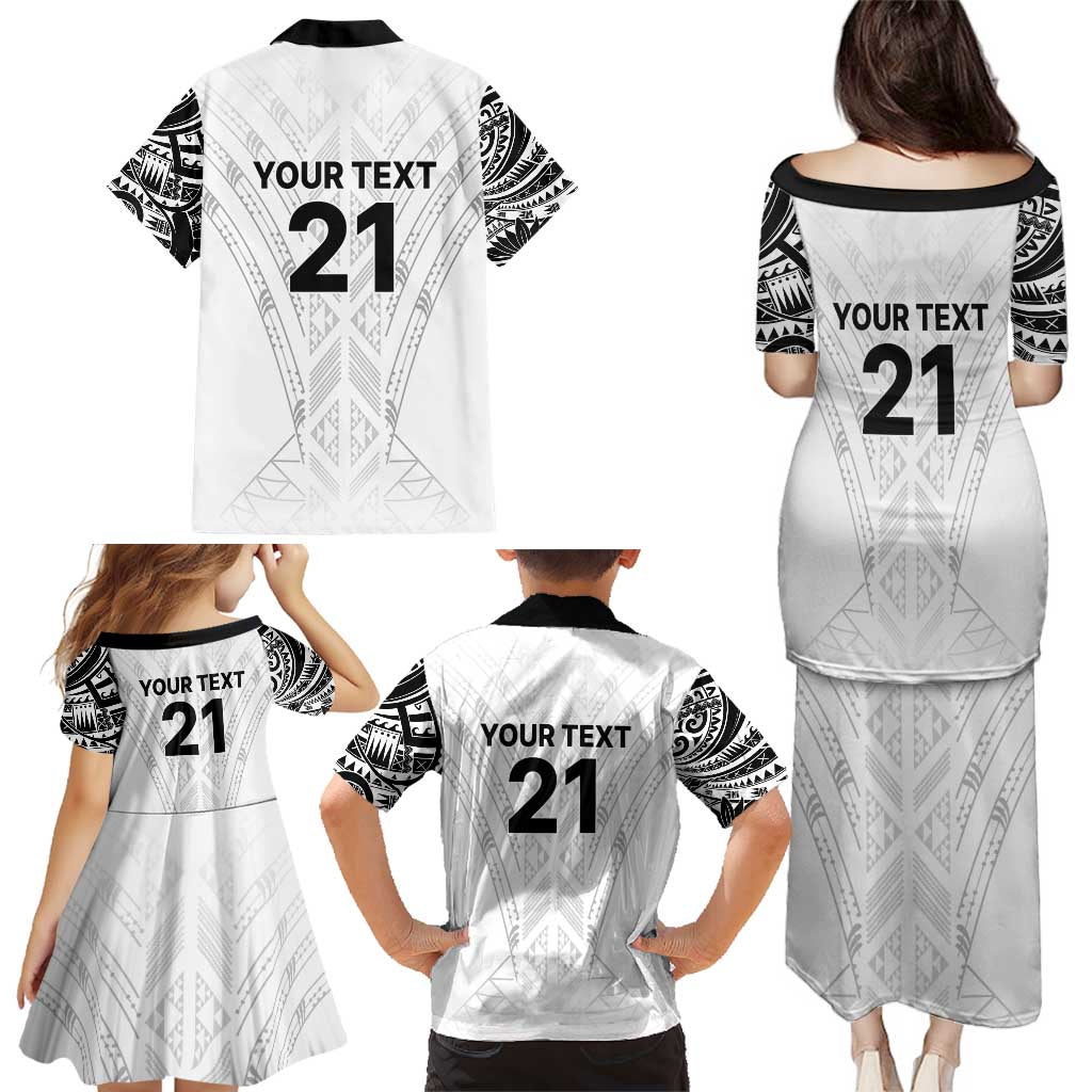 New Zealand Koru Fern Custom Family Matching Puletasi and Hawaiian Shirt Simple Taniko Motif